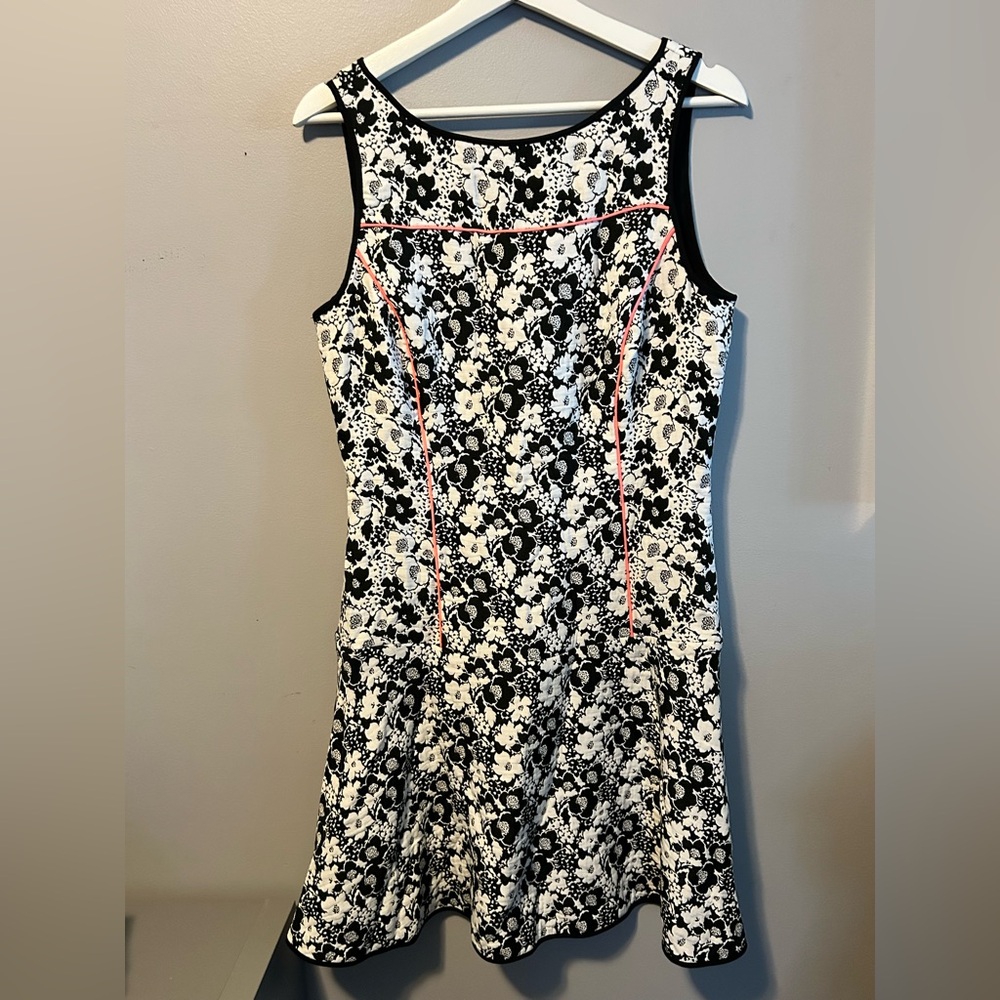 Banana Republic Mini Dress Women 10 Black Floral Sleeveless Lined Modern Preppy
